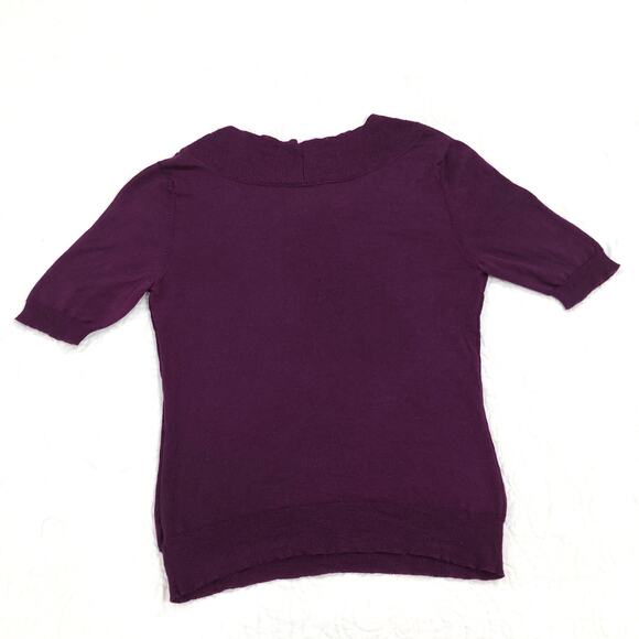 CELINE Purple Wool Front Tie Sweater Top - Picture 7 of 9